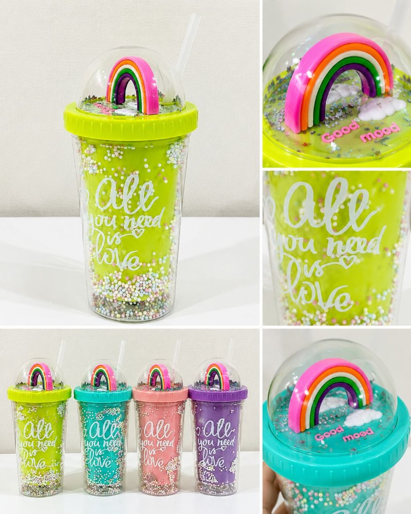 Vaso con Sorbete y Diseño Arcoiris / ET-424