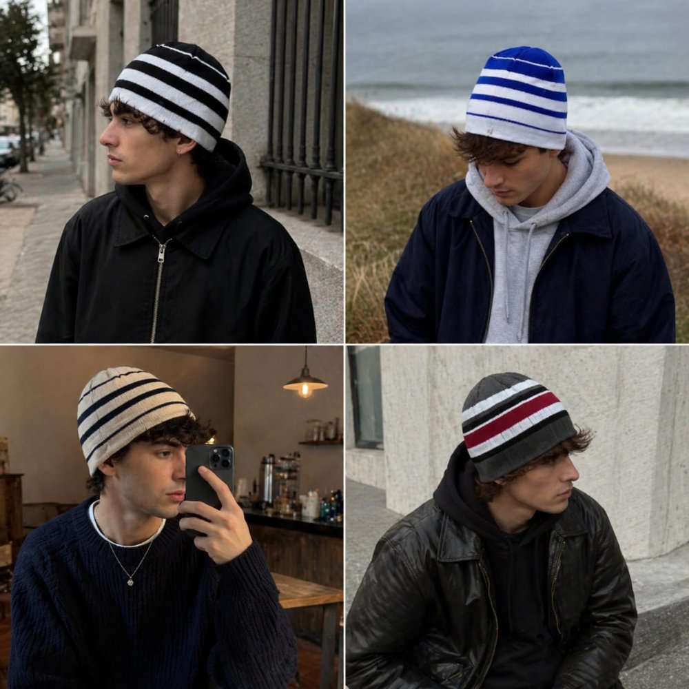 GORRO ROCKY A RAYAS