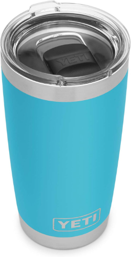 YETI Rambler - Vaso de acero inoxidable con tapa MagSlider, 20 onzas, color azul.