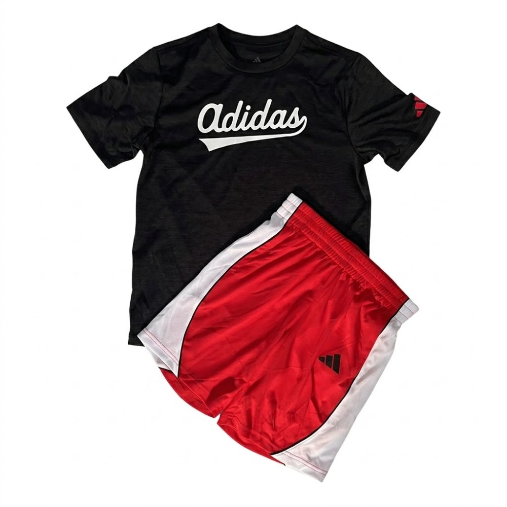 NIÑO: ADIDAS, SET DE 2 PIEZAS, BLACK & RED SPORT EDITION, TALLA 10/12