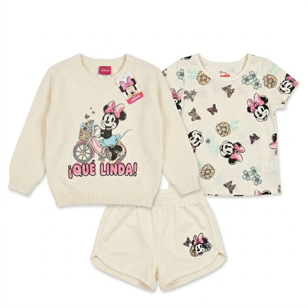 NIÑA: DISNEY, SET DE 3 PIEZAS MINNIE MOUSE "QUE LINDA", TALLA 4