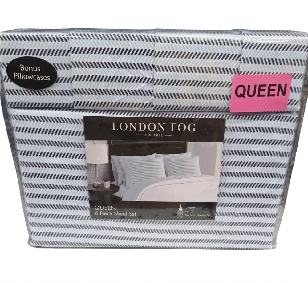 JUEGO DE SÁBANAS LONDON FOG, 6 PIEZAS, QUEEN ESTAMPADO