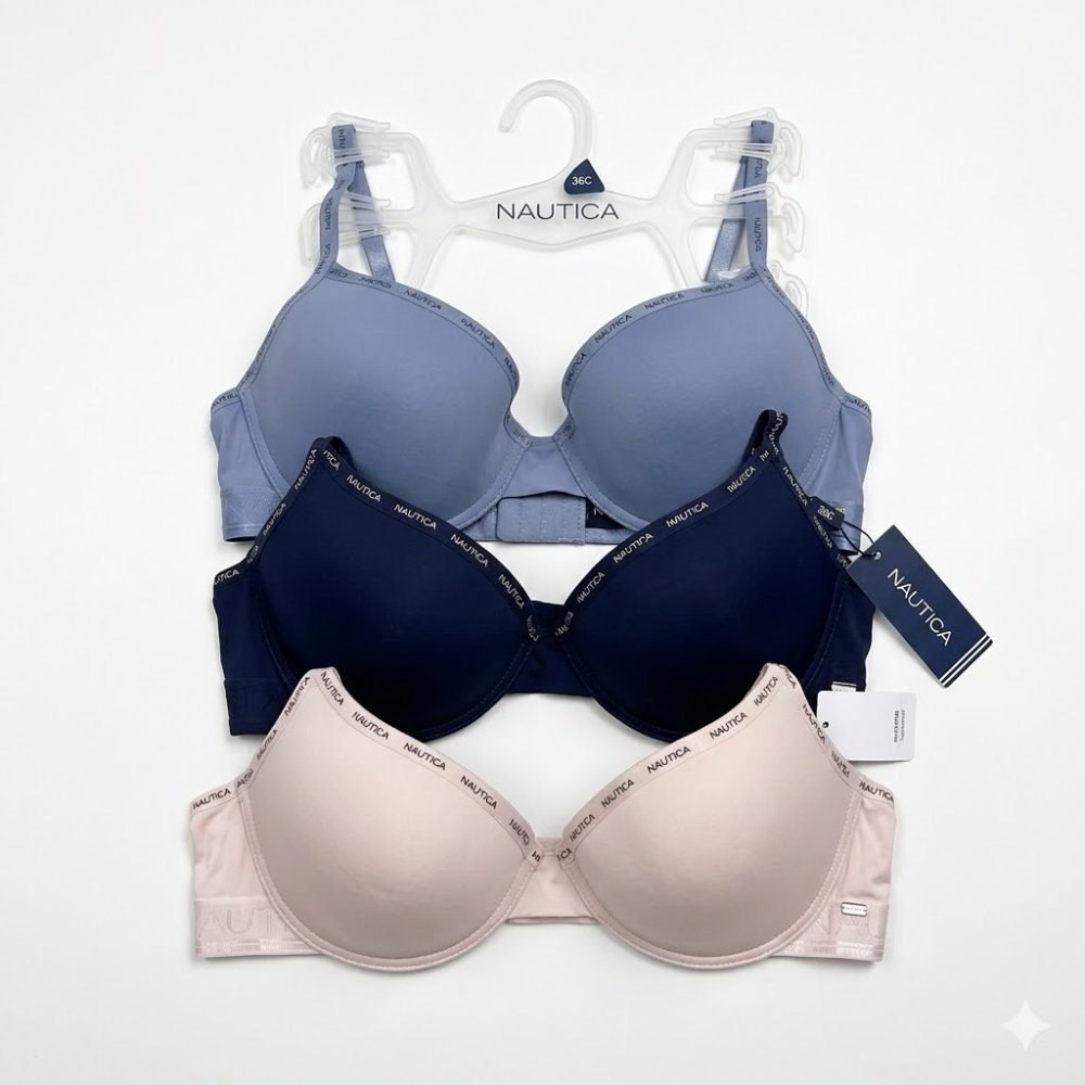 SET DE 3 BRAZIERES, NAUTICA, TALLA 36C