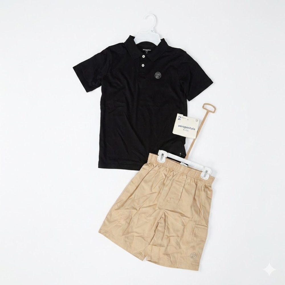 NIÑO: AEROPOSTARLE KIDS, POLO "HERITAGE" SHORT CARGO CAKI, TALLA 12