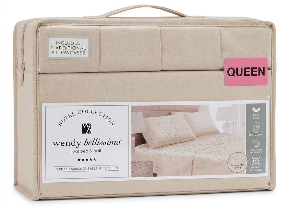 JUEGO DE SÁBANAS WENDY BELLISSIMO, 6 PIEZAS, QUEEN, BEIGE