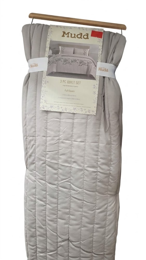 JUEGO DE EDREDON MUDD, 3 PIEZAS, FULL/QUEE, BEIGE