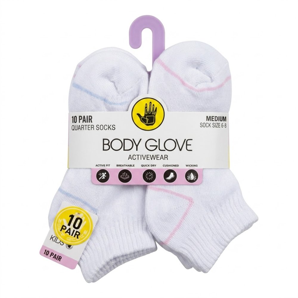 NIÑA: BODY GLOVE, PACK 10 PARES (QUARTER), TALLA 6-8