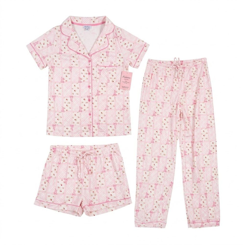 PIJAMA JUICE COUTURE-COLECCIÓN "PINK BOWS & FLORAL", TALLA S, M, L