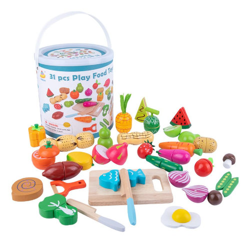 Balde de frutas y verduras (31 pcs play food toys)