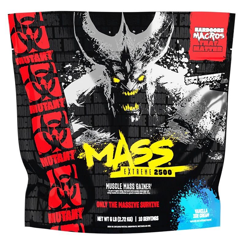 MUTANT 6LB MASS EXTREME 2500 VAINILLA, GALLETA, CHOCOLATE.