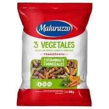 Fideos Matarazzo tirabuzon  3 vegetales