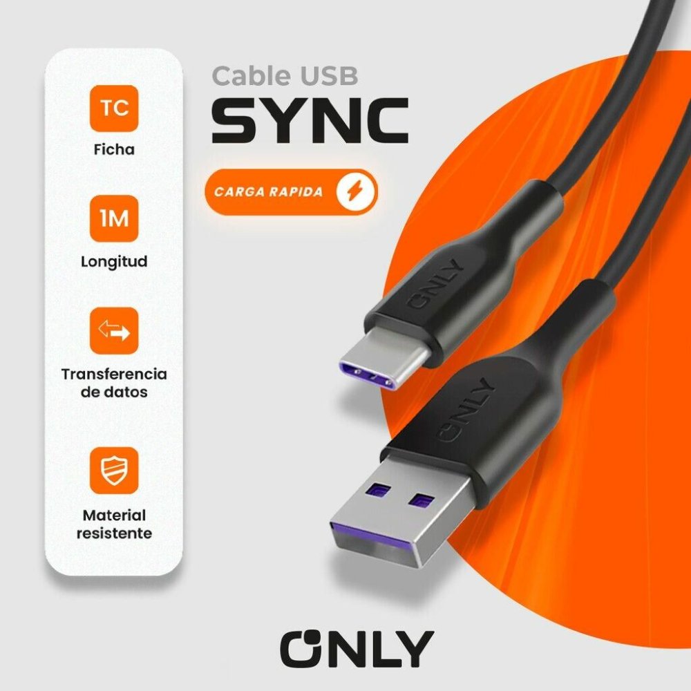 Cable  USB a C Only negro