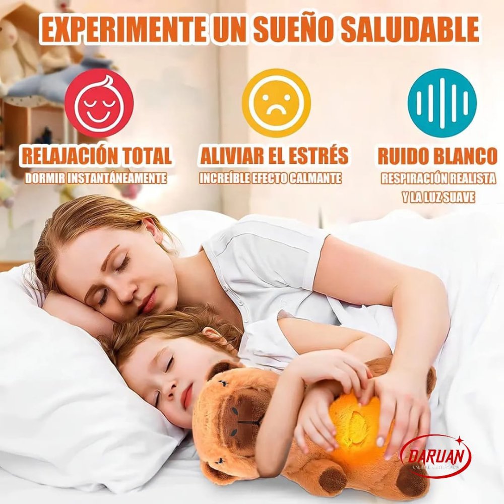 Peluche Capibara Que Respira Sonidos Luz Relajante