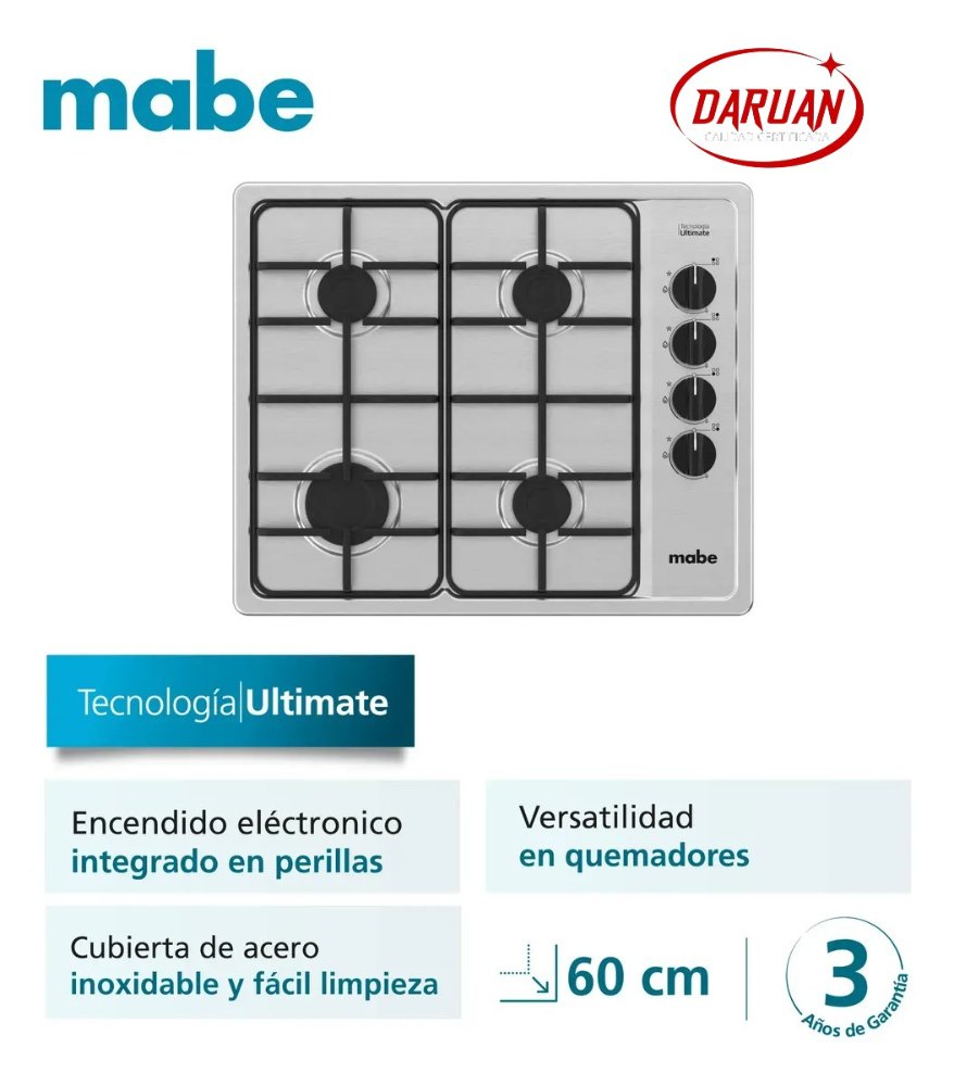 ESTUFA O CUBIERTA EMPOTRADA A GAS MABE