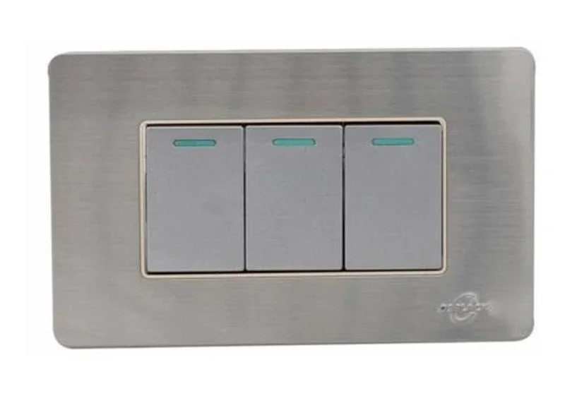 INTERRUPTOR TRIPLE ACERO  INOXIDABLE UNITEC