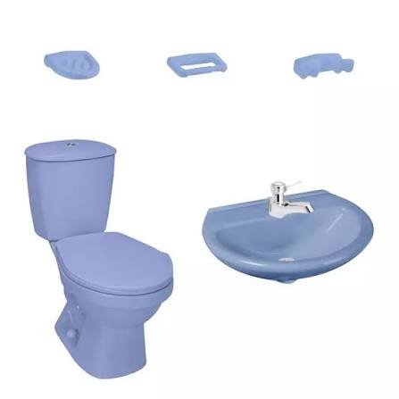 COMBO SANITARIO LAGUNA SIN PEDESTAL AZUL CCIELO