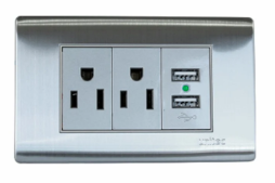 TOMA DOBLE +USB+TIPO C ACERO INOX UNITEC