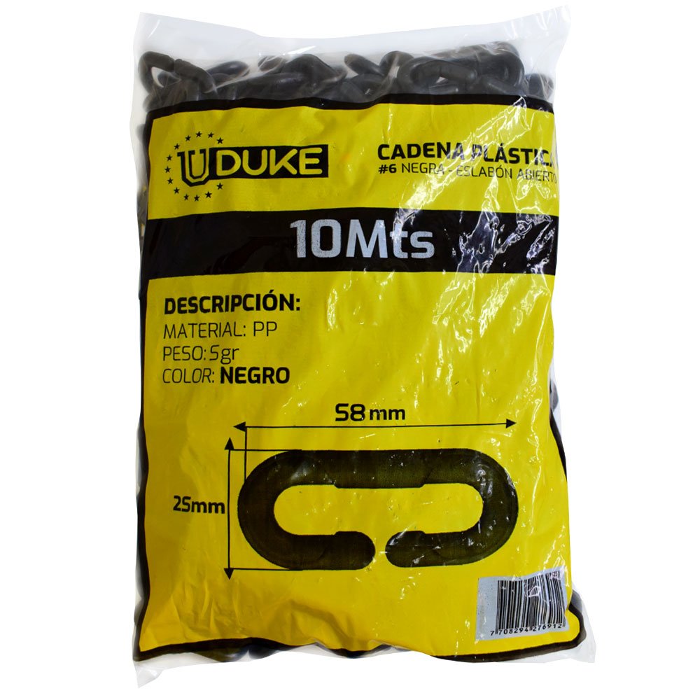 CADENA PLASTICA NEGRO No. 6x10mts UDUKE