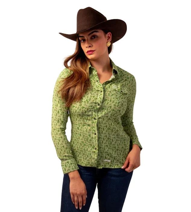 Camiseta Vaquera "Cactus-Caballos Verde" - Icy Denver