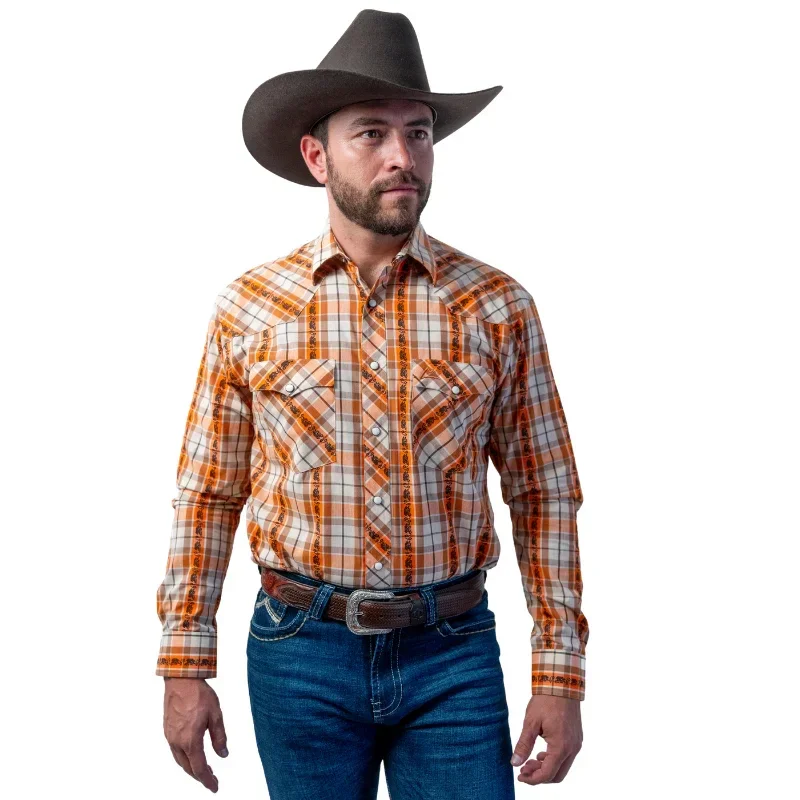 Camiseta Vaquera "Cuadros Naranja" - Icy Denver