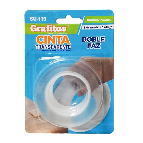 Cinta Doble Faz Transparente Grafitos
