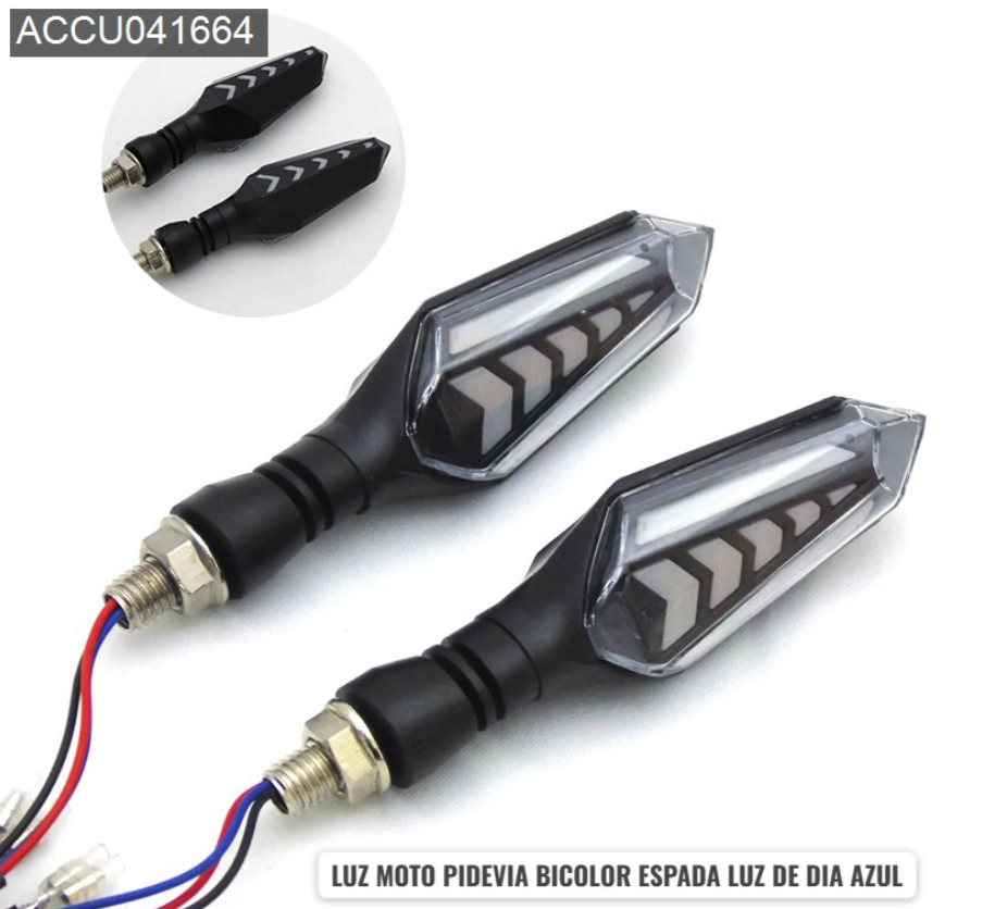 LUZ DE MOTO PIDEVIA BICOLOR ESPADA LUZ DE DIA AZUL