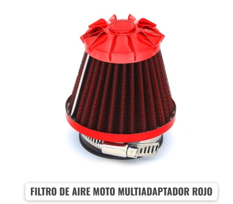 FILTRO DE AIRE DE MOTO MULTIADAPTADOR ROJO