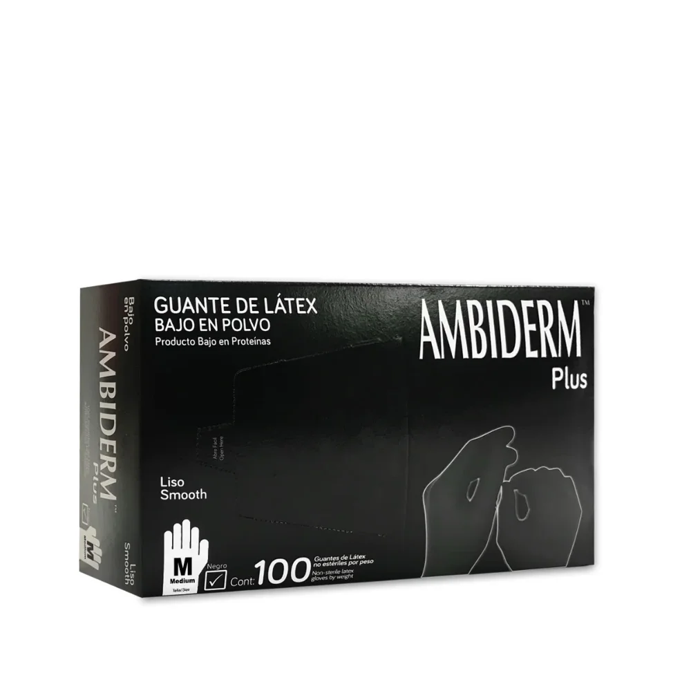 Guantes Latex Negros Ambiderm Mediano