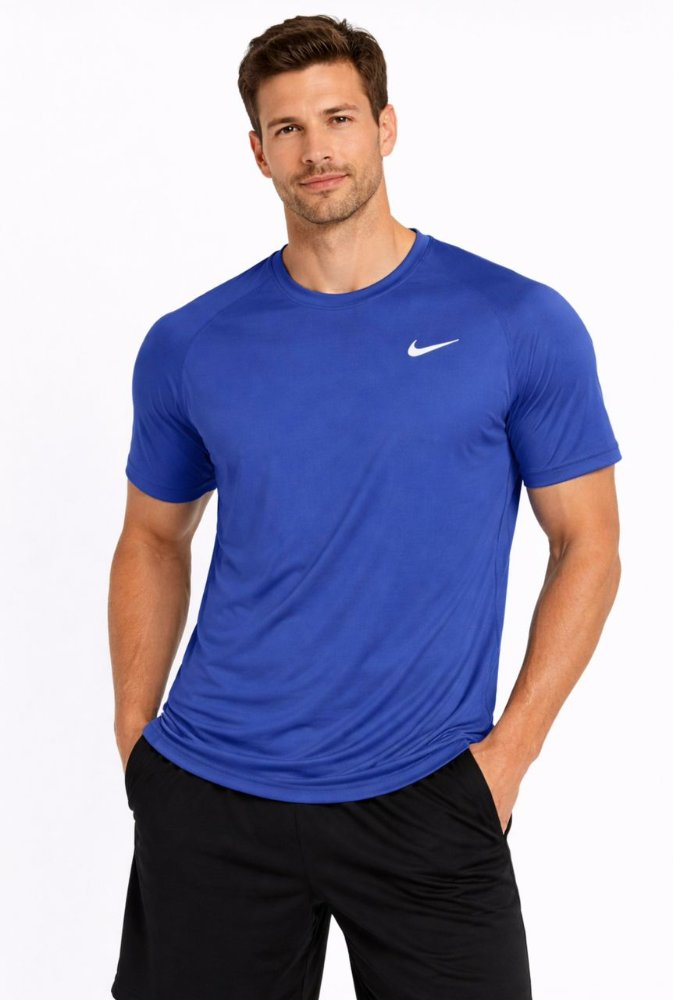 Franela NIKE azul XL logo plateado
