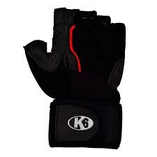 Guantes  ICE BORDER III K6 M doble muñequera negro con rojo