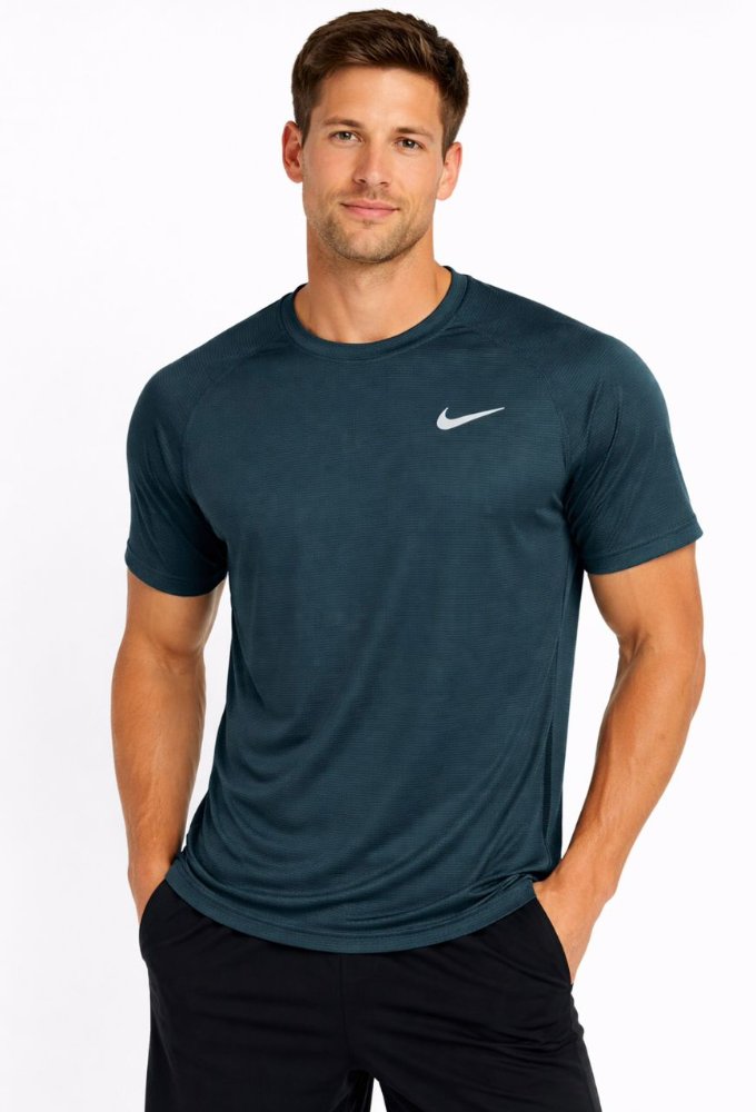 Franela NIKE azul petróleo logo XL por detrás plateado