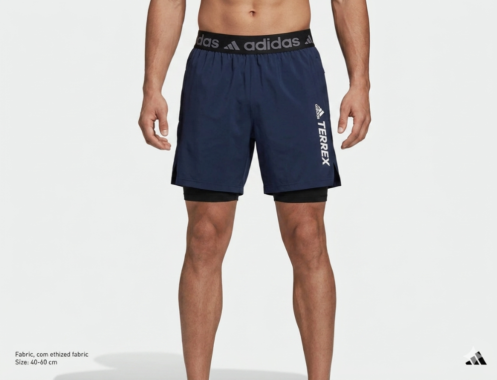 Short XL azul/negro con licra ADIDAS pretina elástica