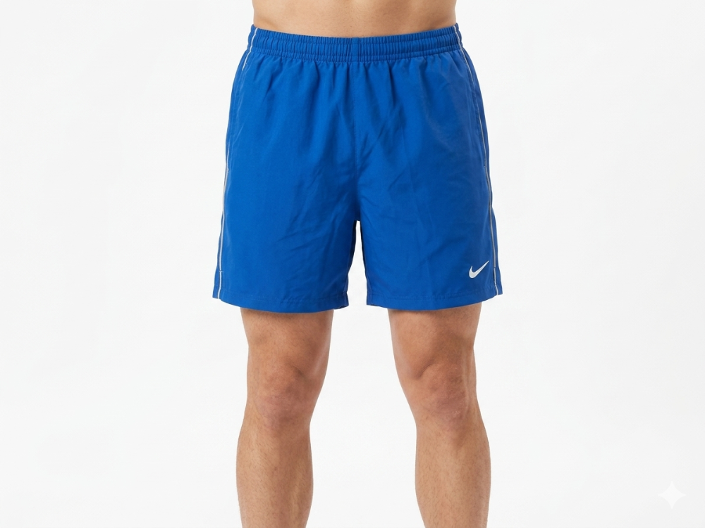 Short L azul rey sin licra NIKE raya blanca a los lados
