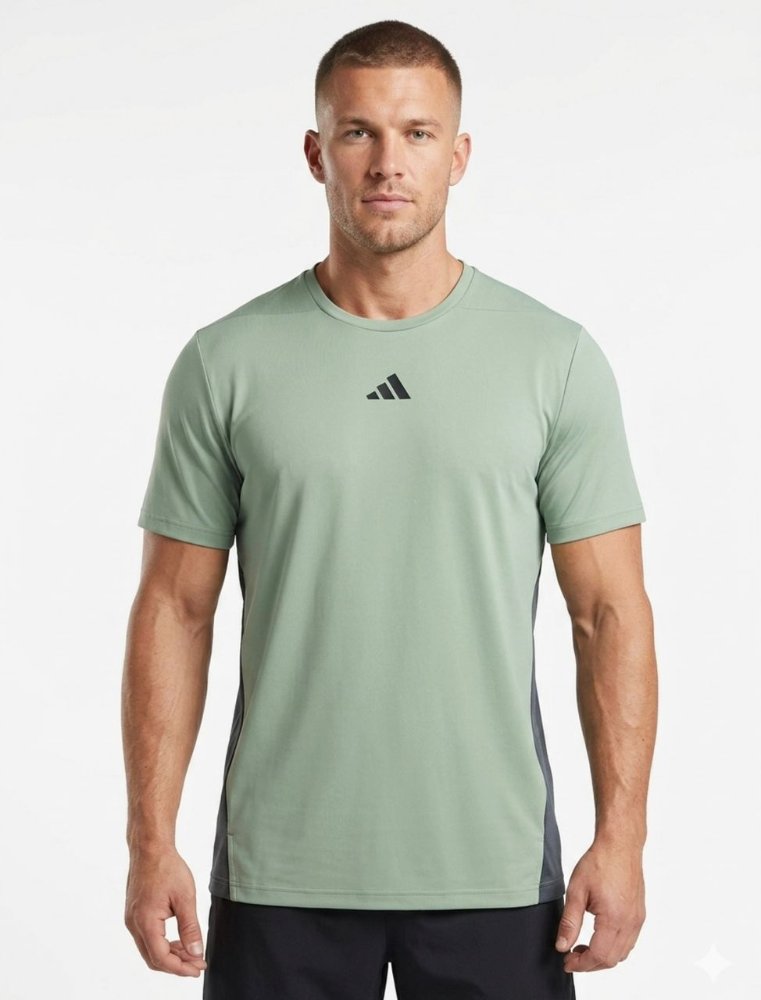 Franela ADIDAS verde aceituna XL logo negro