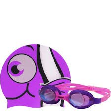 Gorro y lentes de natación rosado JOGGER pez