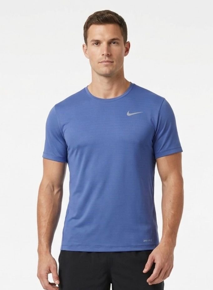 Franela NIKE azul  texturizado XL logo plateado