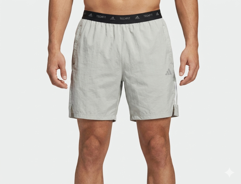 Short M verde oliva claro sin licra ADIDAS pretina elástica