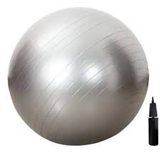 Pelota gris con bomba para inflar de 55cm