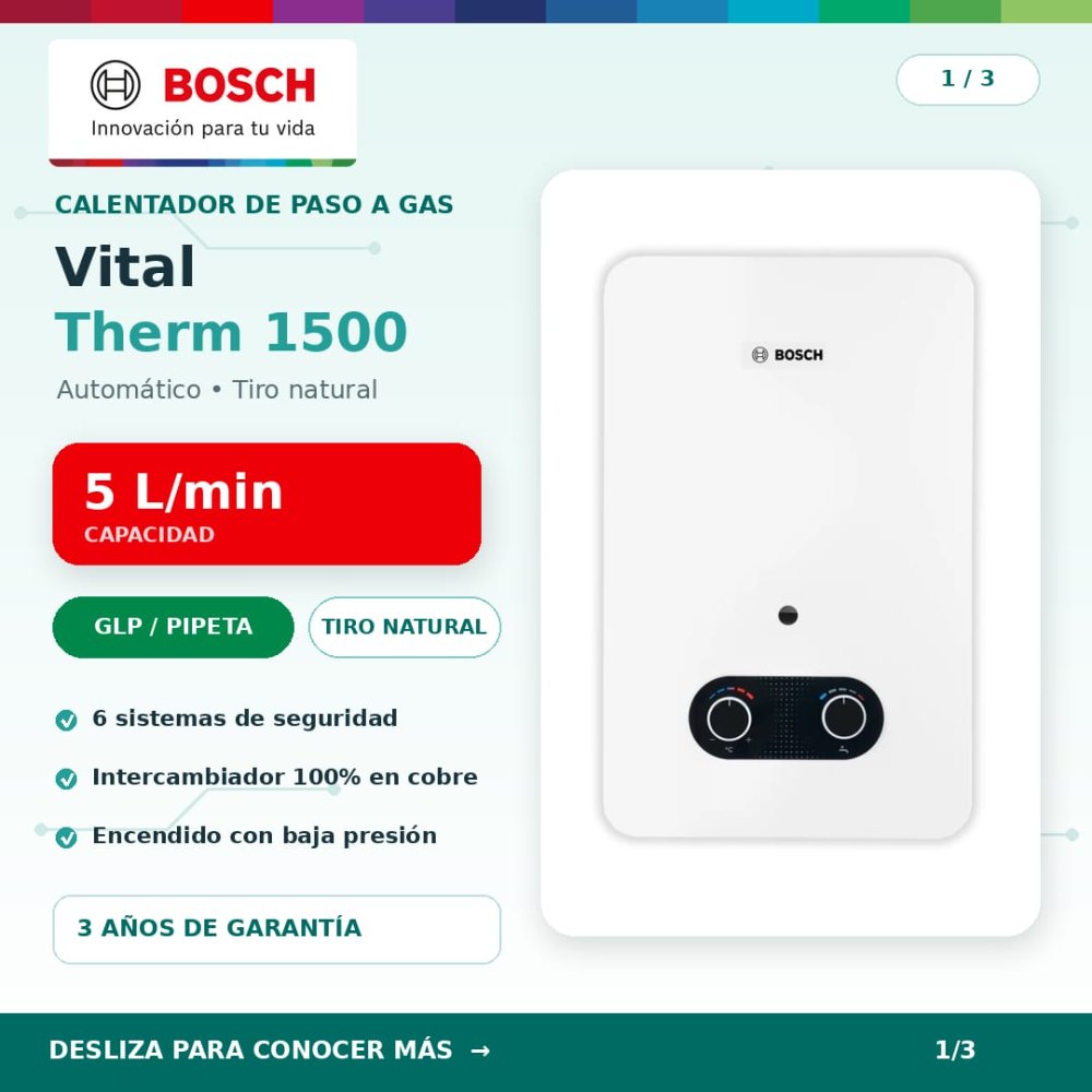 Calentador Bosch Vital Therm 1500 5L GLP