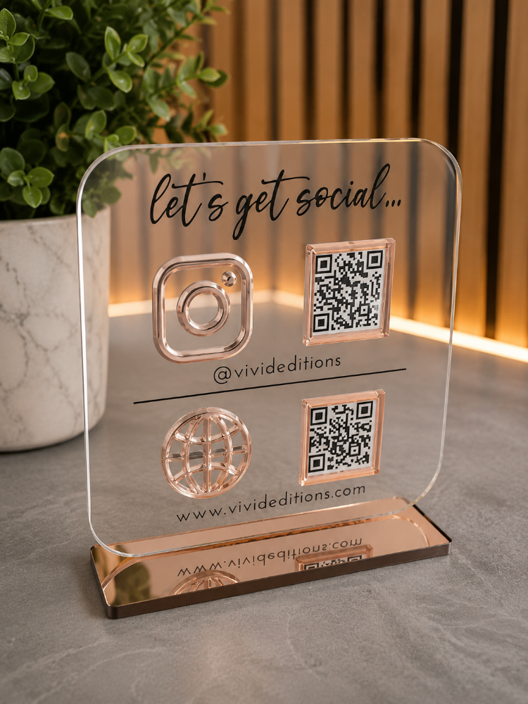 QR para mostrador acrílico | Personalizado .12x.20