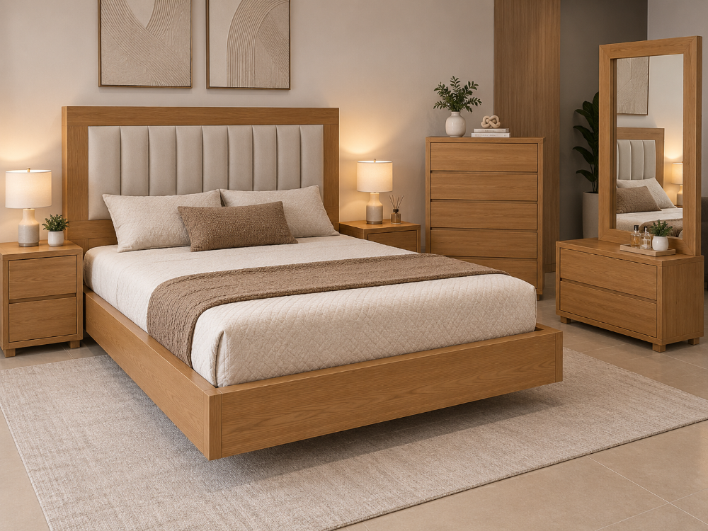 JUEGO DE ALCOBA TAPIZADA CAMA
