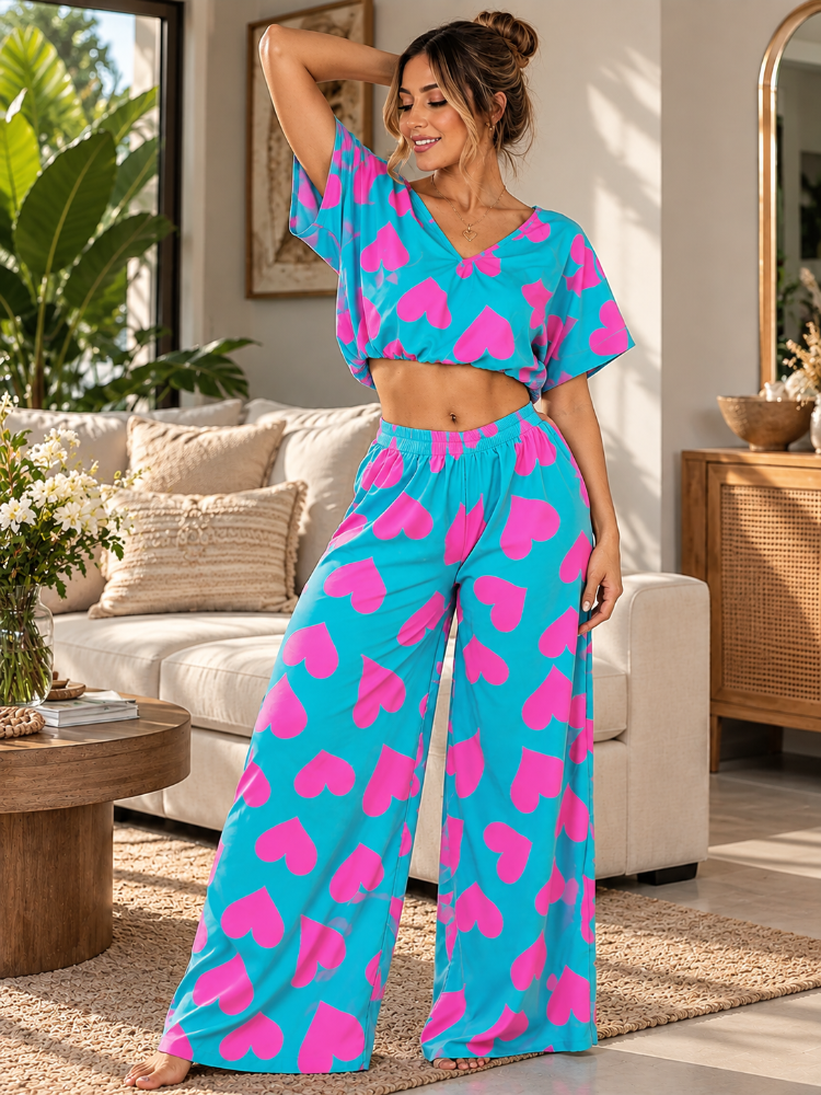 CONJUNTO CORAZONES FUCSIA