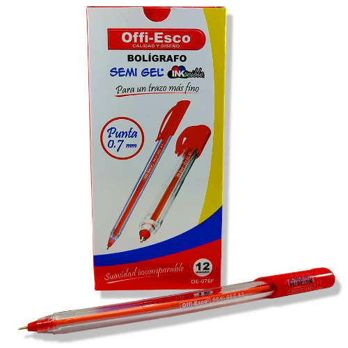 Esfero Semi Gel Offi-Esco Rojo 0.7 C*12