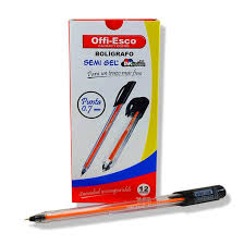 Esfero Semi Gel Offi-Esco Negro 0.7 C*12
