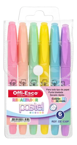 Resaltador Offi-Esco Pastel P/Delgada Surtido Caja x 6