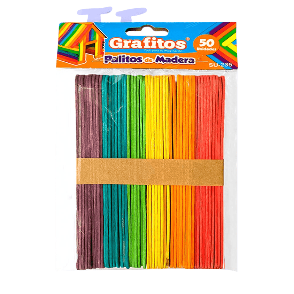Palo Paleta Color Grande Paquete x 50