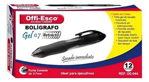 Esfero Gel Offi-Esco Negro RT 0.7 Caja x 12