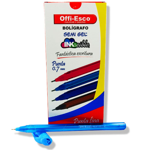 Esfero Semi Gel Offi-Esco Azul Claro 0.7 C*12