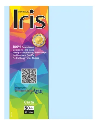 Papel Iris Carta Azul Claro Paquere x 20