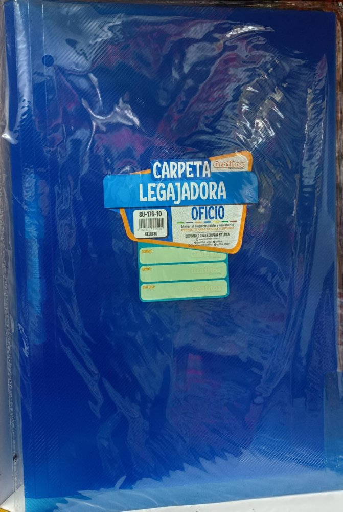 Carpeta Legajadora Plastica Oficio Azul